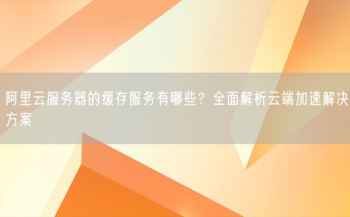 阿里云服务器的缓存服务有哪些？全面解析云端加速解决方案(图1)